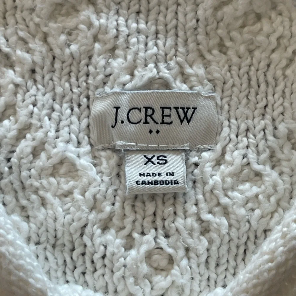 J. Crew Women's Cream/White Cable Knit Sweater, Mock Neck, Long Sleeve, Size XS